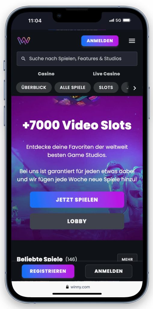 Winny Casino Mobile App